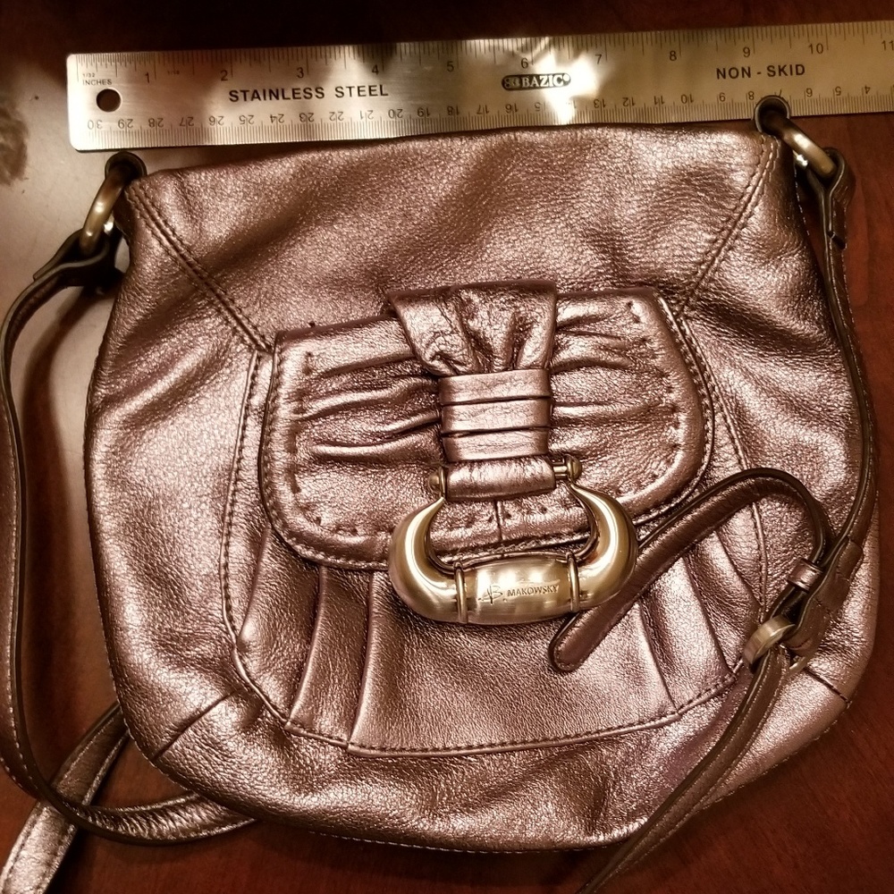 B. Makowsky silver metallic crossbody